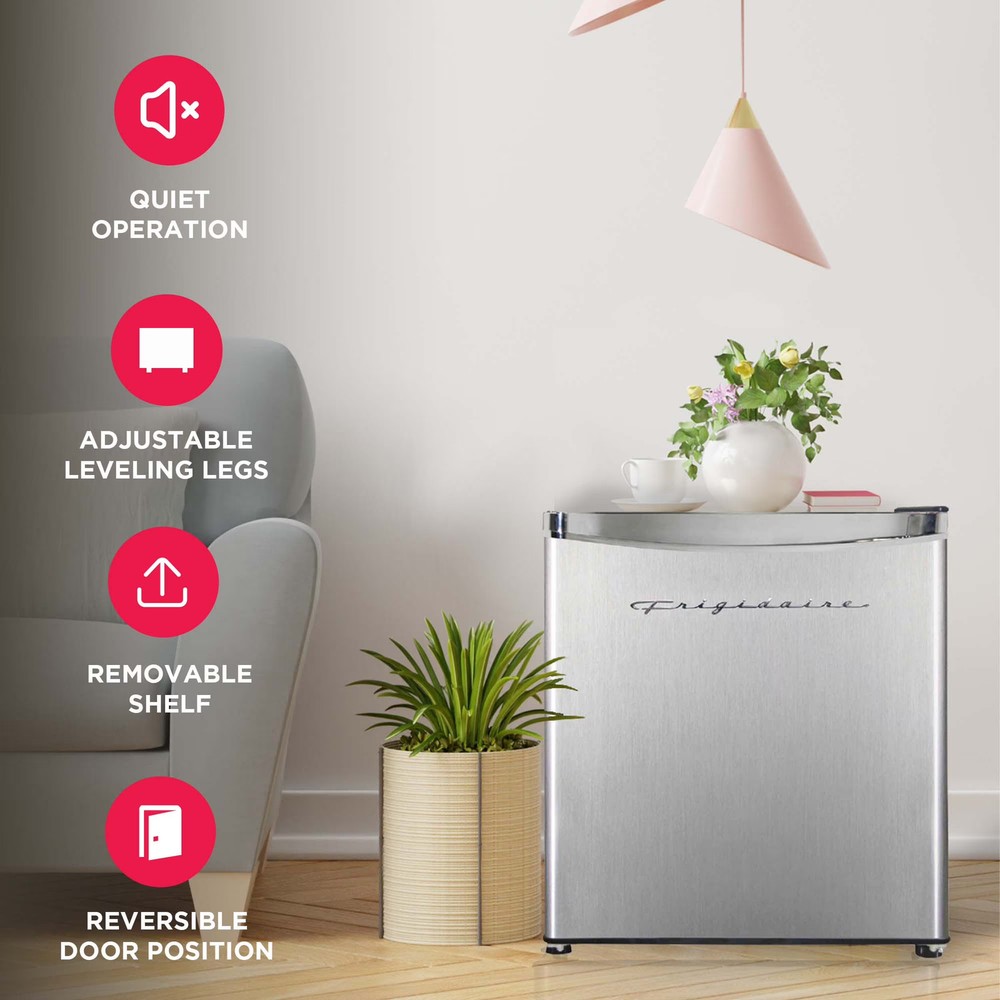 Frigidaire 1.6 Cu Ft Retro Compact Refrigerator, Platinum Mini Fridge*-