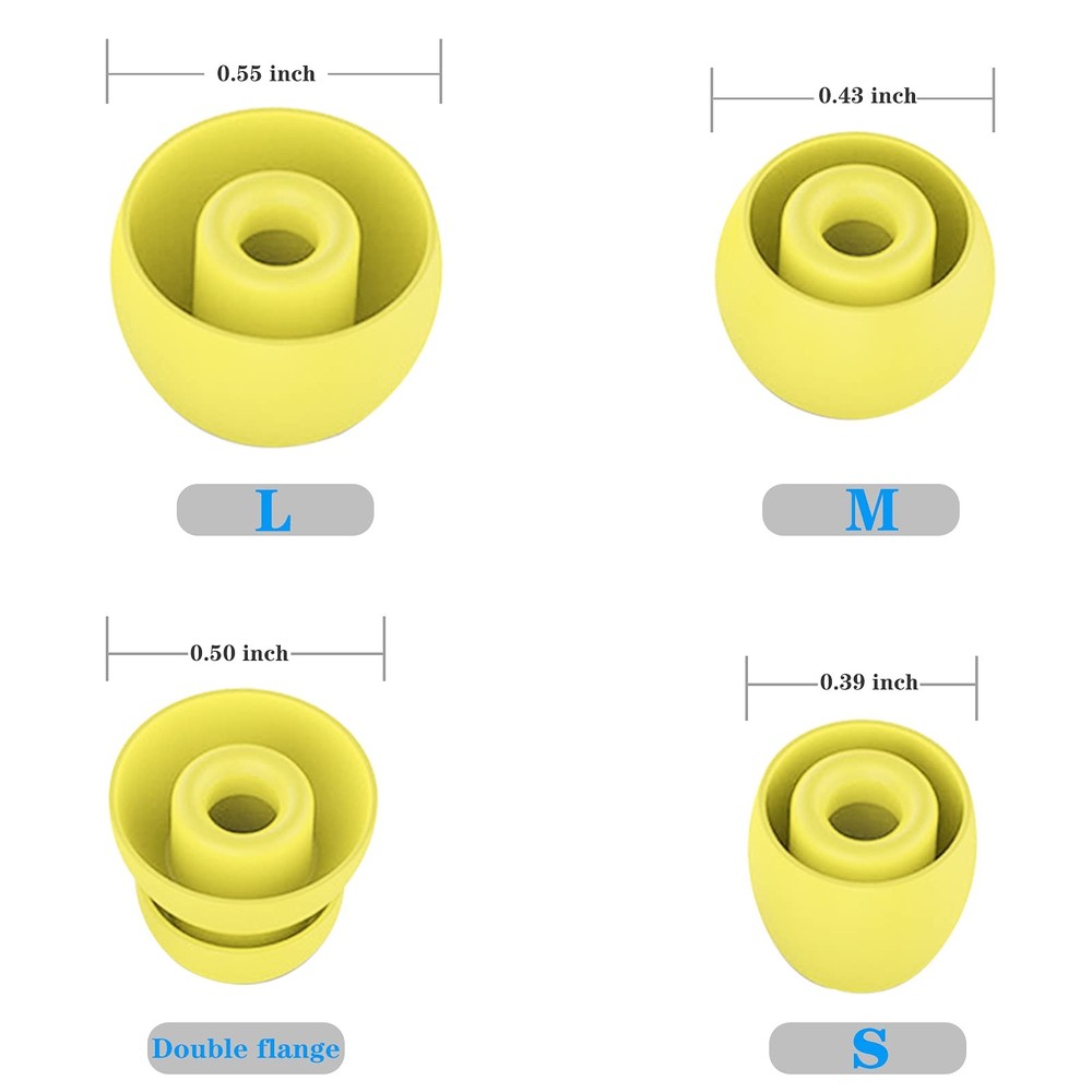 8PCS Replacement Eartips Silicone Pro Earbuds Ear Tips Buds Eargels Yellow