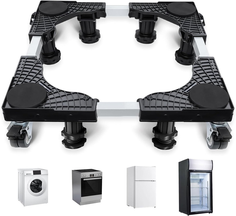 Adjustable 16-24in Mobile Fridge Stand & Dolly with Locking Wheels, 600lb Cap
