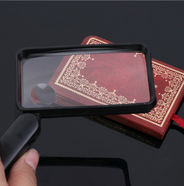 Hand-held Folding Rectangular Magnifying Glass 2.5/4X Double Lens Gift Magnifier