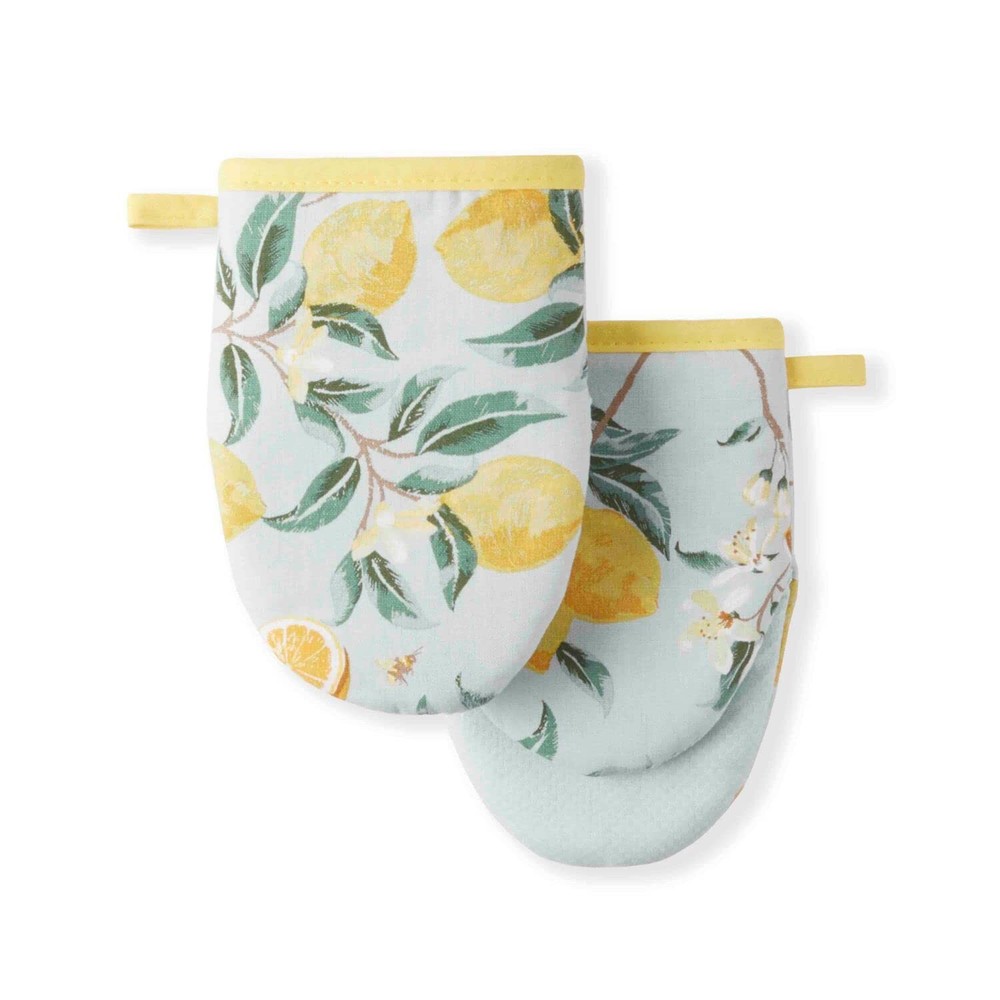 Lemon Whimsy Mini Oven Mitt 2-Pack Set Yellow 5.5"X8"