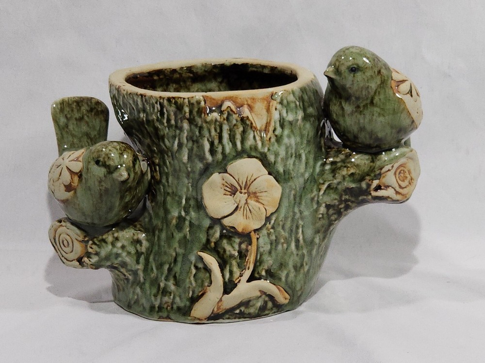 Ceramic Bird Stump Planter