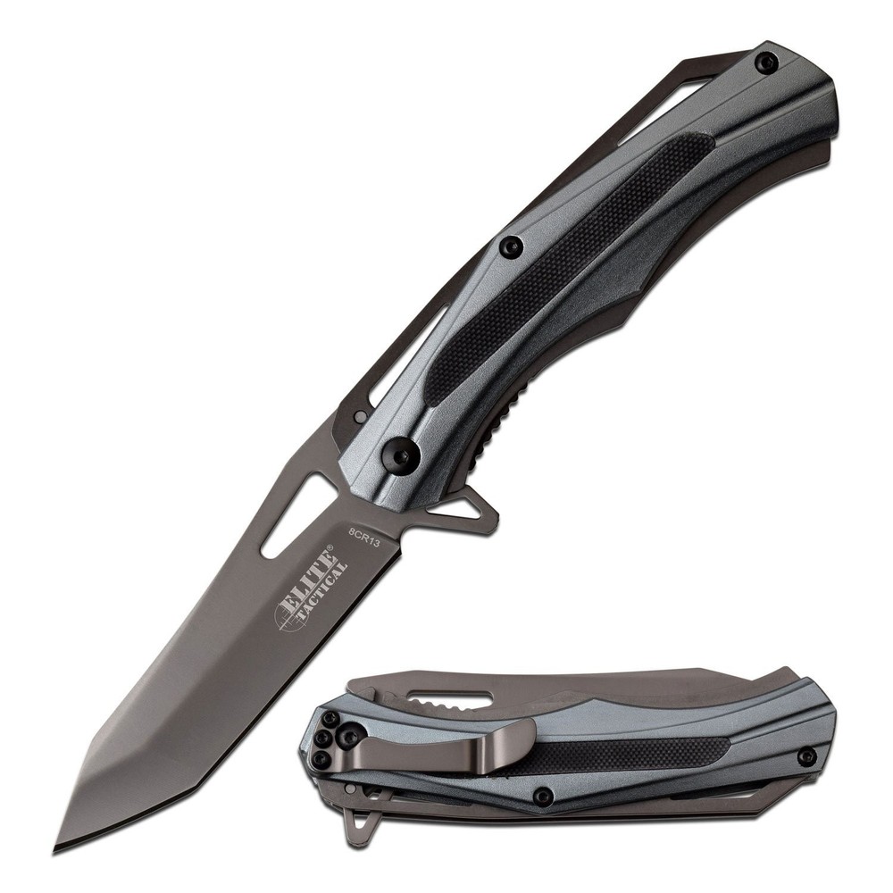 EVOLUTION Folding Knife | 3.5" Gray Tanto Blade Ball Bearing Pivot EDC