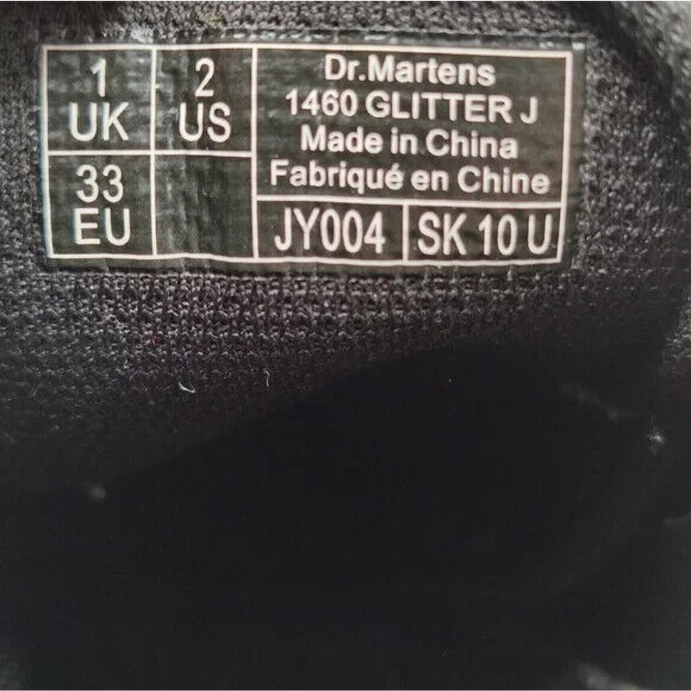 Dr. Martens Glitter Black Combat Boots Size US 2