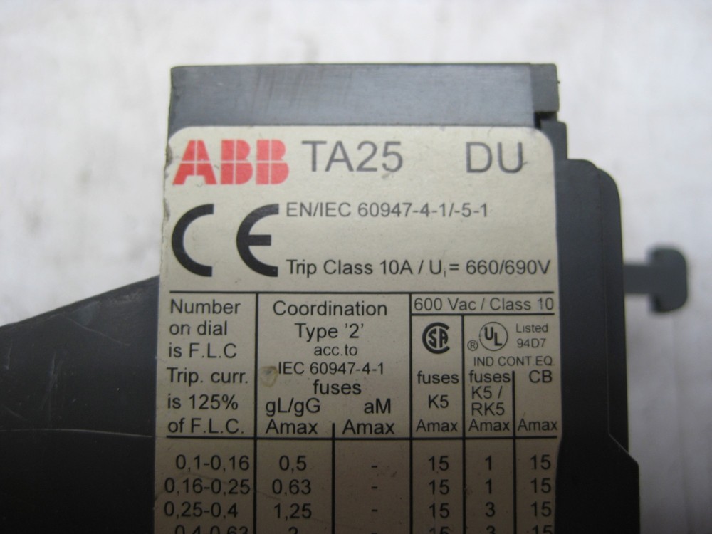 ABB TA25DU RELAY 7.5--11AMP UNMP
