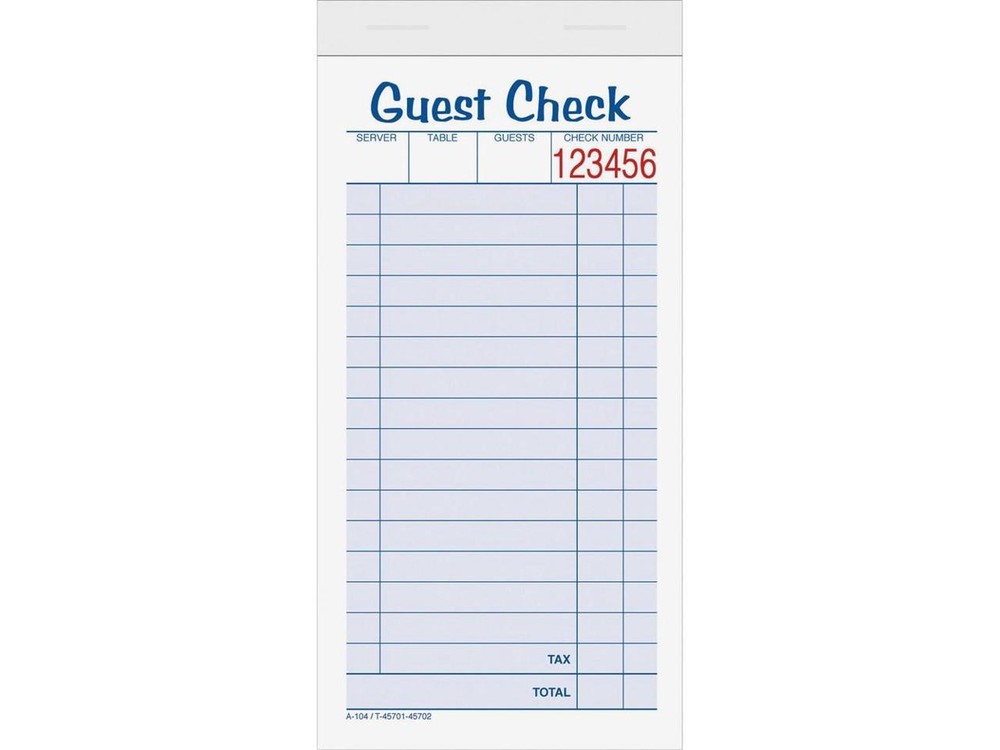 Tops Guest Check Book