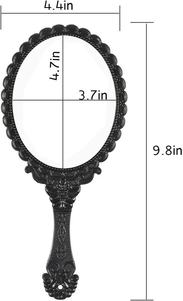 Vintage Handheld Mirror Small Hand Held Mirror with Handle Vanity Black