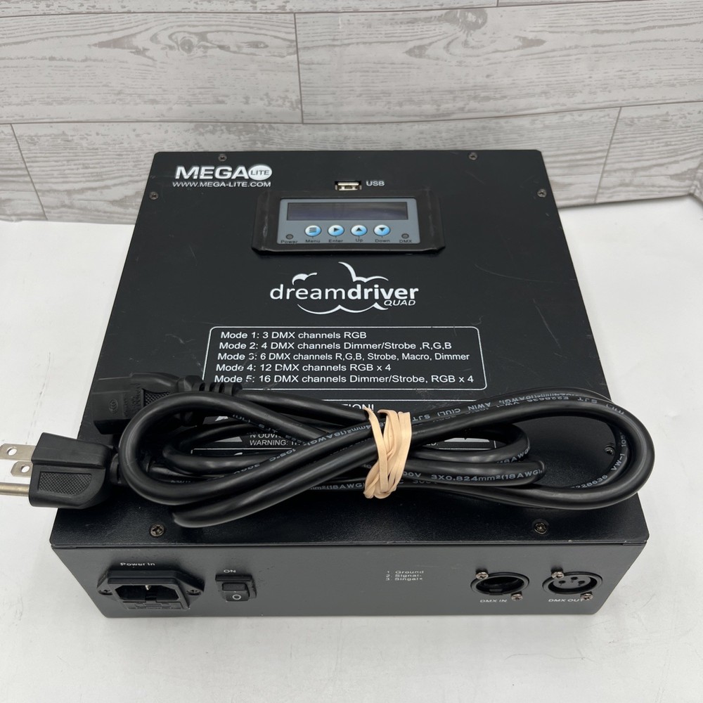Mega-Lite Dream Driver Quad DMX LED Controller – Tested & Working + Power Cable