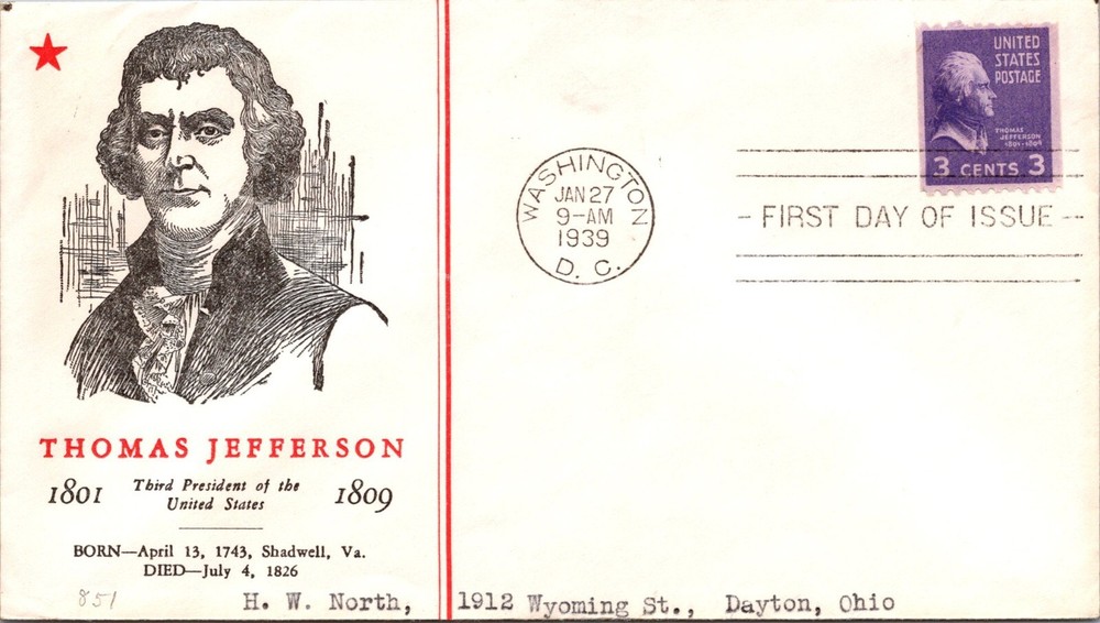 FDC 1939 SC #807 Linprint Cachet - Washington DC - Single - F63286