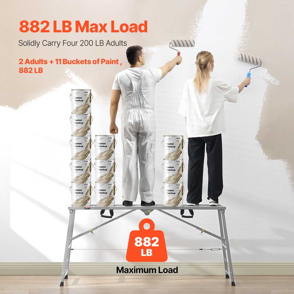 Work Platform Adjustable Height Portable Scaffolding Platform 880 lb Load