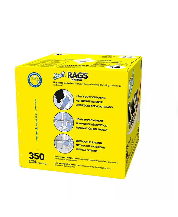 2 PACK - Scott Rags In a Box , White, All Purpose 350 Sheets/Box,.