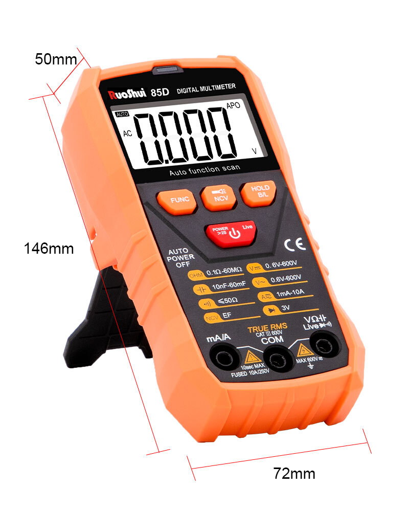 Digital Multimeter Voltmeter Ammeter Ohmmeter Volt AC DC Tester Leads Meter