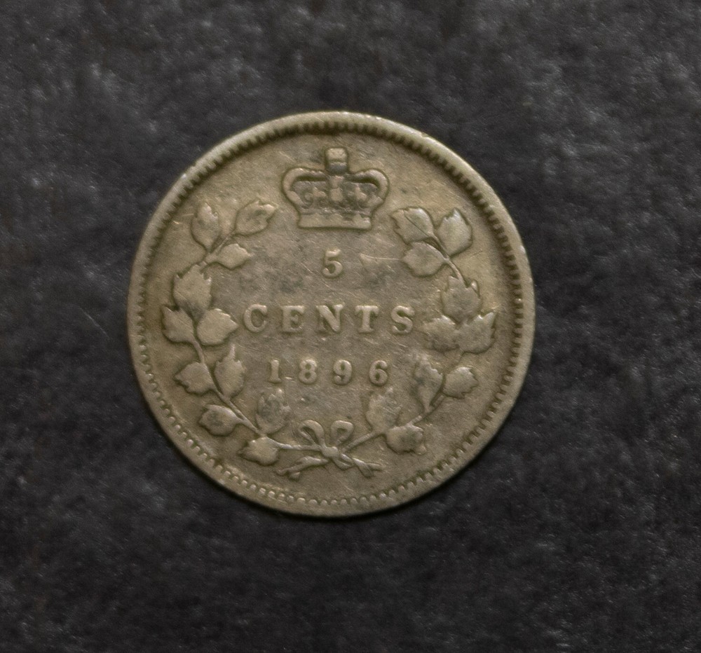 1896 Canada Five Cent Silver Coin Lot F 594