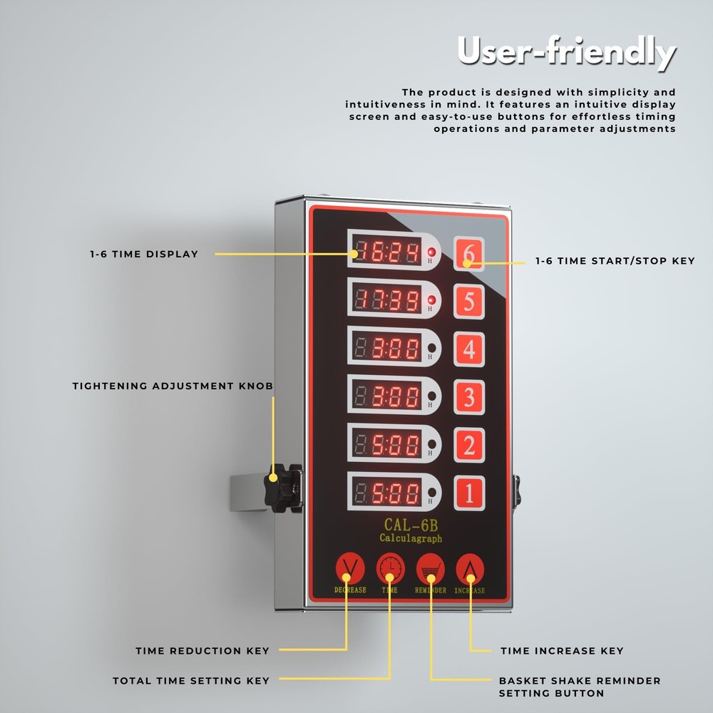 Commercial Kitchen Timer with 6 Channels, Professional LED Digital Timer for ...