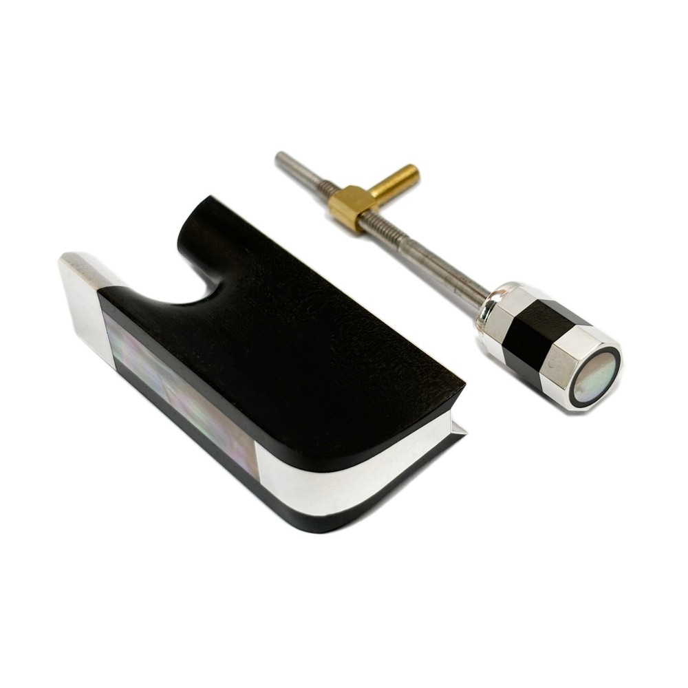 Viola Bow Ebony Frog Blank without Eyes Inlaid Silver Fitting Frog Button
