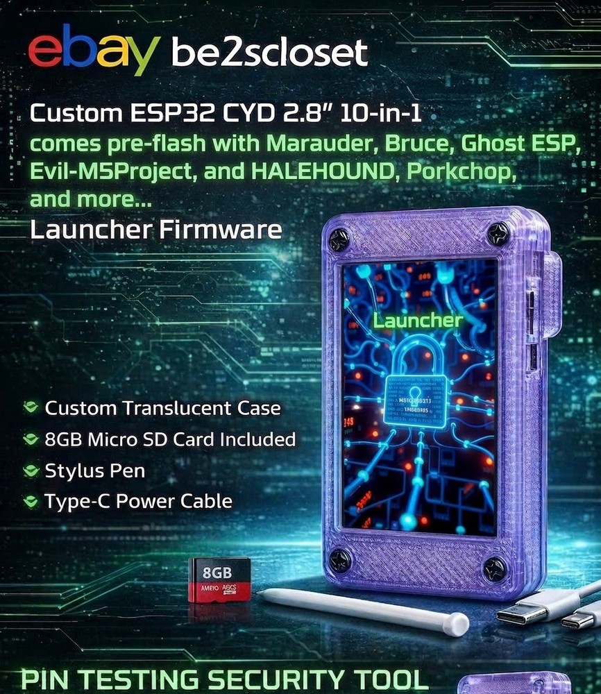 ESP32 2.8" | WF/BT 10-in-1 Security Research Multi-Tool pre-Flashed🔓✅