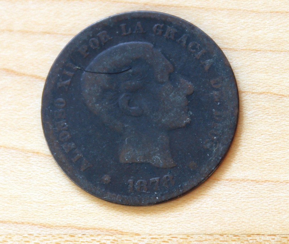 1878 Spain 5 Centimos Alfonso XII