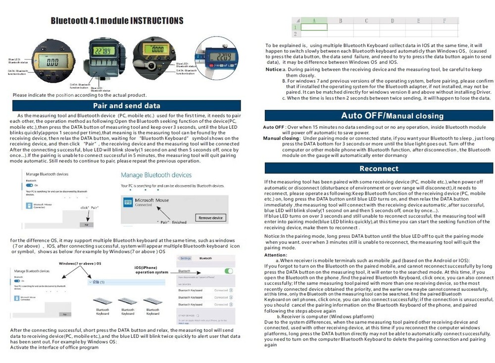 0-150MM/0-6" BLUETOOTH ABSOLUTE DIGITAL CALIPER