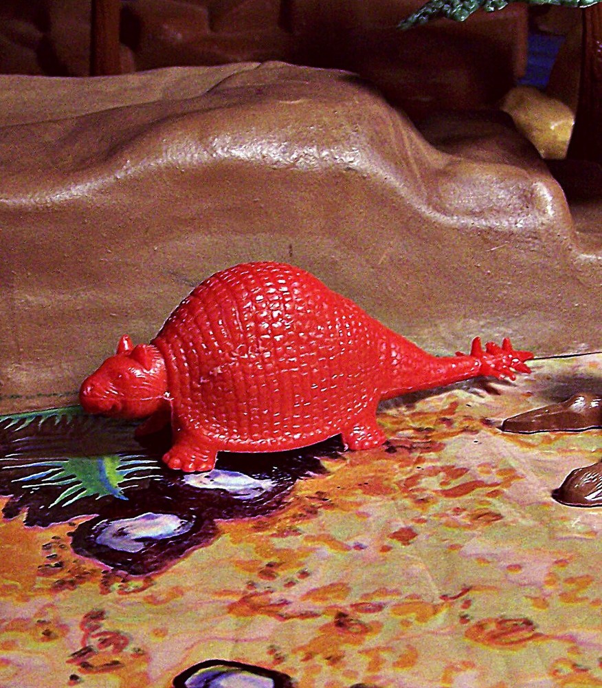 MPC 1962 mold Glyptodont, Red. Prehistoric Mammal