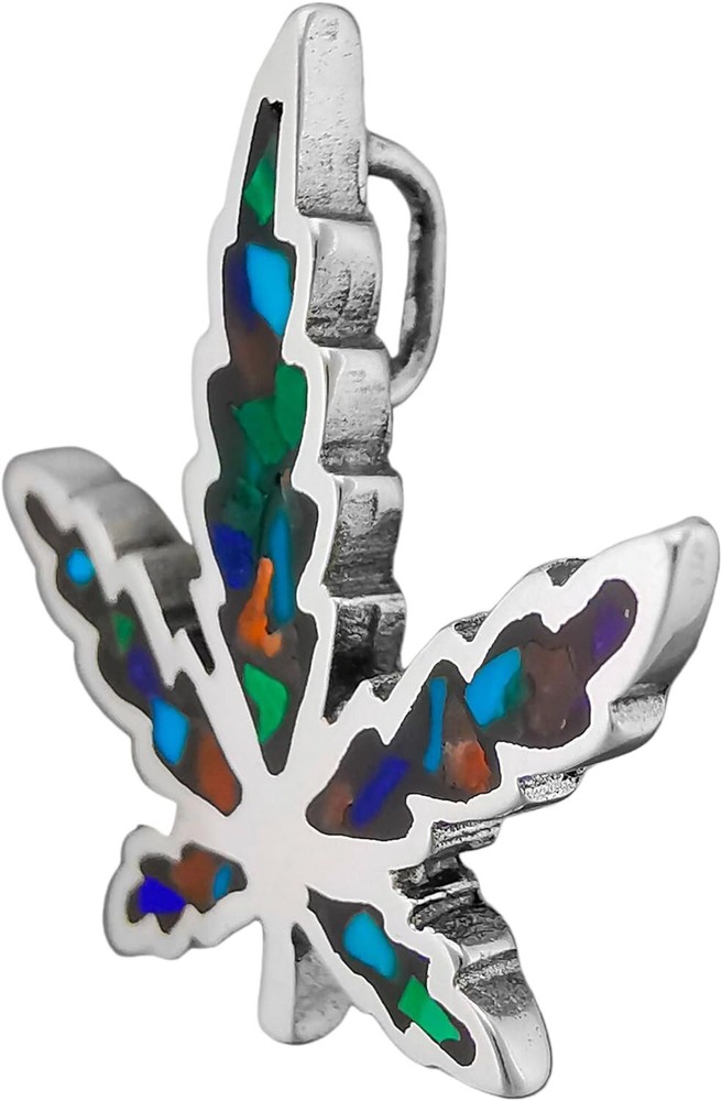 Mixed Stones Medium Palmate Leaf Pendant