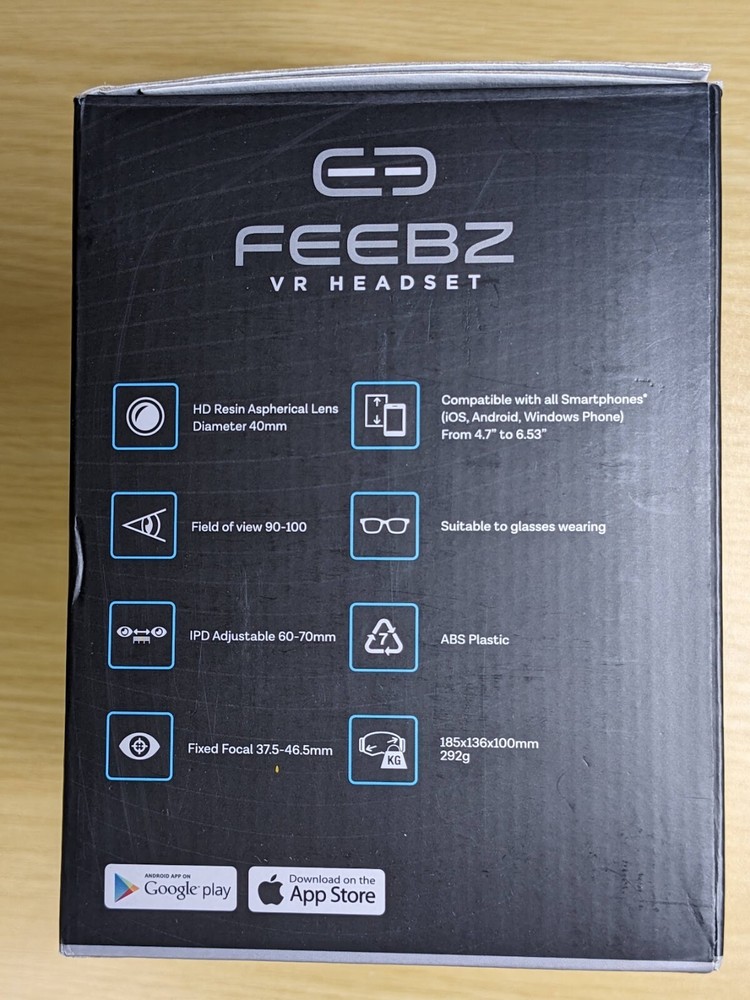 Feebz VR Headset for Android w/ Android Remote. 4.5" to 6.5" phones