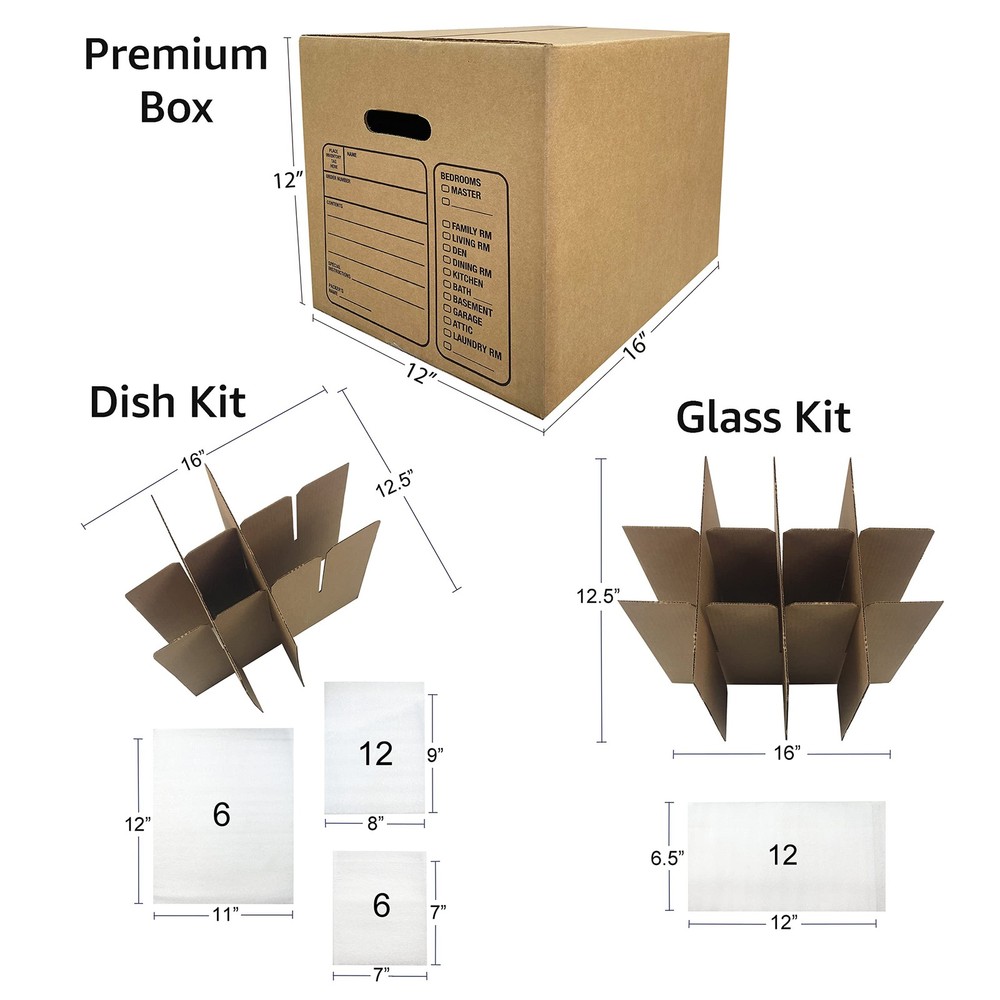 UBOXES Kitchen Moving Box Kit # 1 Boxes & Small Kit, Brown