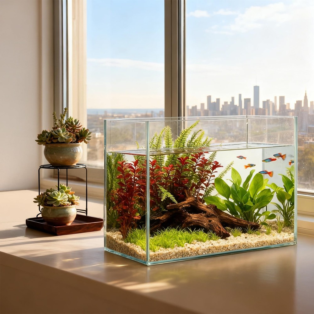 3 Gallon Glass Fish Tank, Small Betta Fish Aquarium, Ultra Clear Rectangular ...