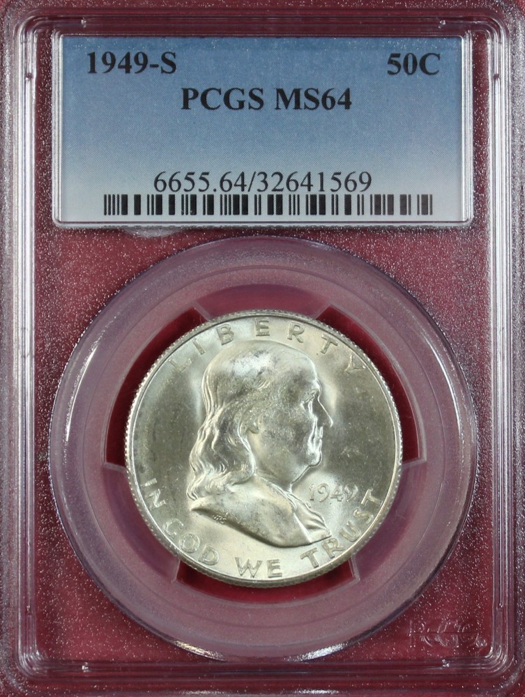 1949-S FRANKLIN HALF DOLLAR PCGS MS64