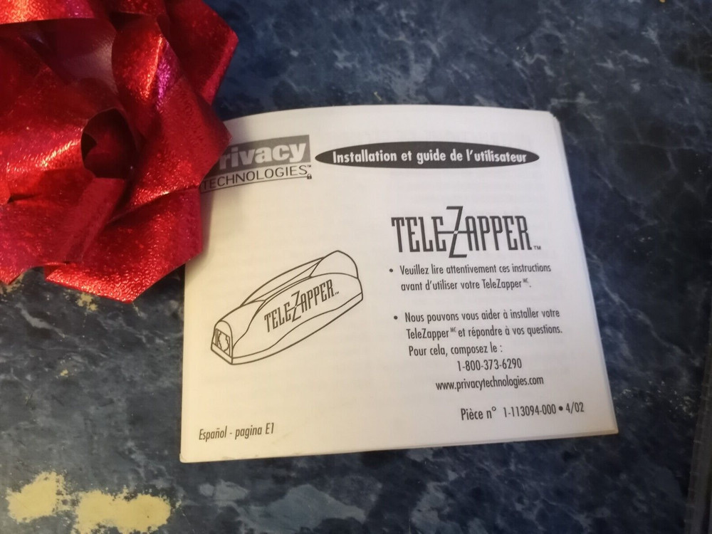TeleZapper Telephone Telemarketers Blocker by Privacy Technologies NEW