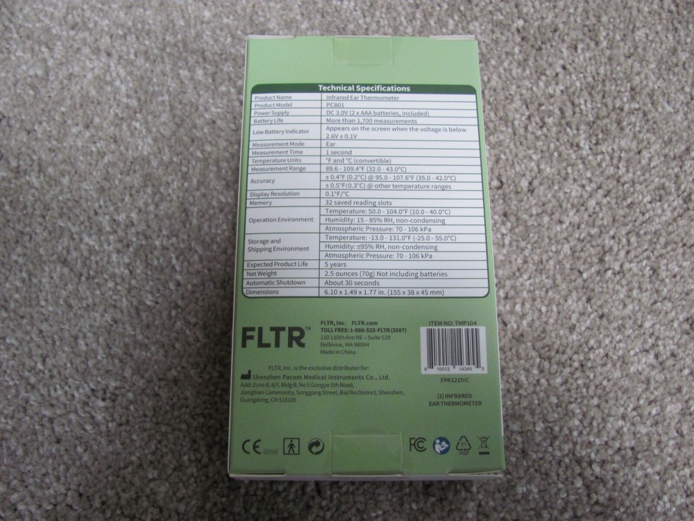 Brand New FLTR Digital INFRARED Ear Thermometer (TMP104)