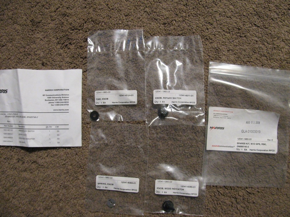 Military Harris 4 piece Knob Kit, P/N 12041-1960-03, for AN/PRC-152, New