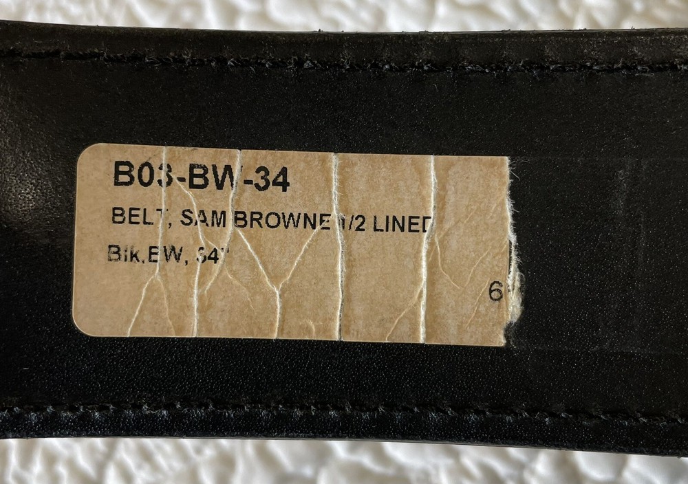 Police gun belt Sam Browne marked 34 Aker Right Hand