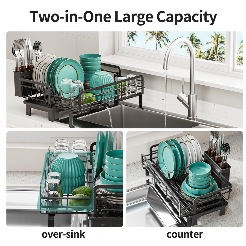 Small Dish Drying Rack - Extendable Dish Rack for Kitchen Counter, Rustproof ...