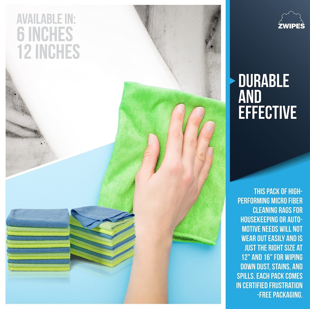 Zwipes 924 Microfiber Cleaning Cloths, 24 Pack 24-pack