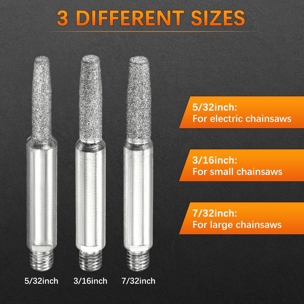 Chainsaw Sharpener with Nuts and Wrench [13pcs]-[Silver- 5/32 Inch]