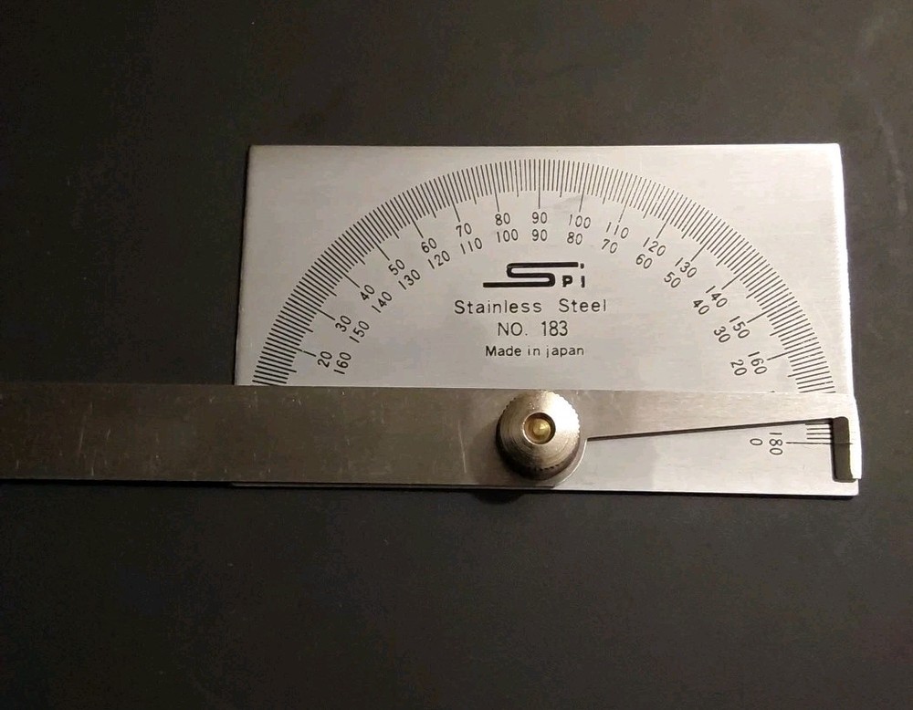SPI 30-393-3 Rectangular Head Protractor: 6" Blade Length, 180° Meas, 1° Dial...