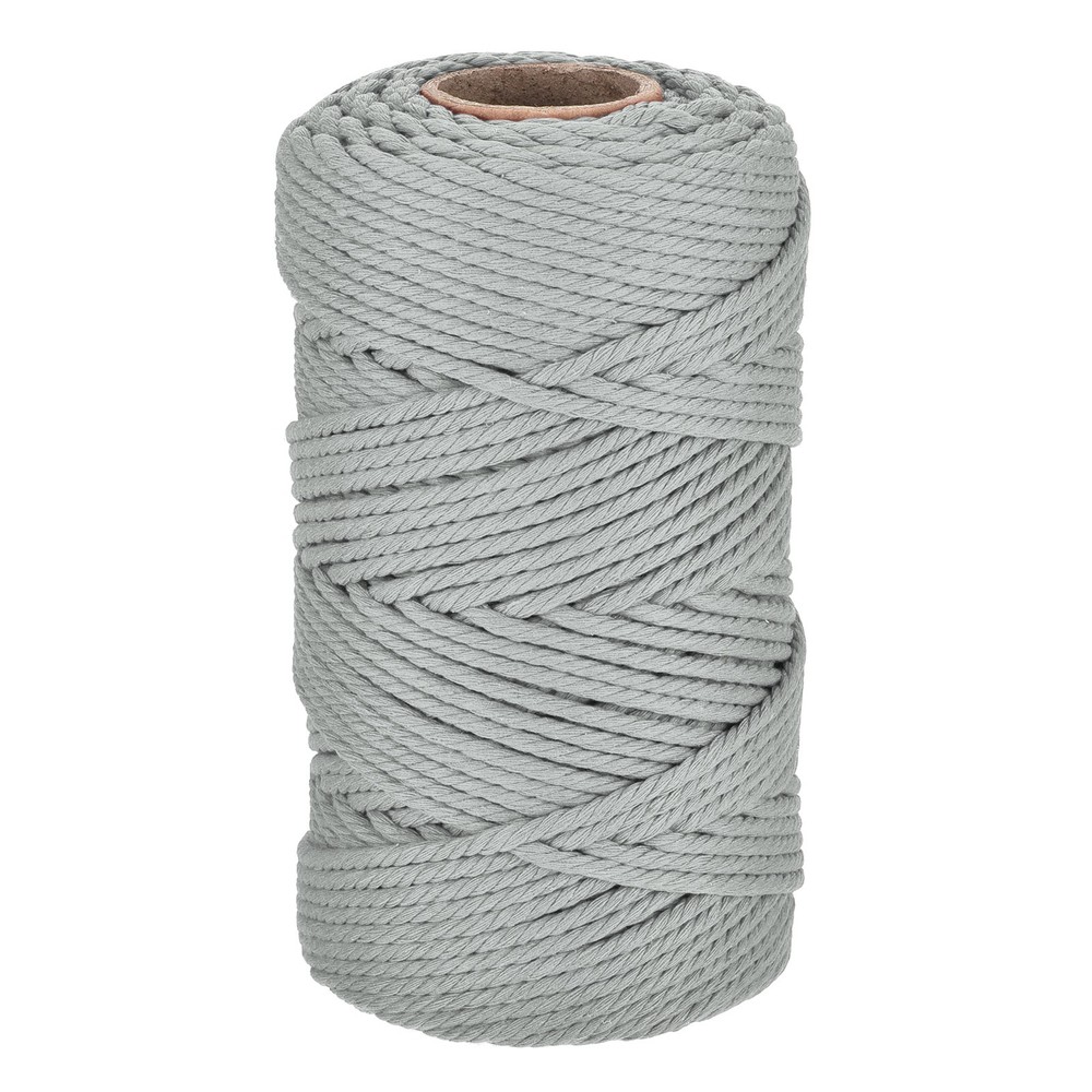 0.2" 328 Feet Macrame Cord, Cotton Cord Rope String 4 Strands Light Grey