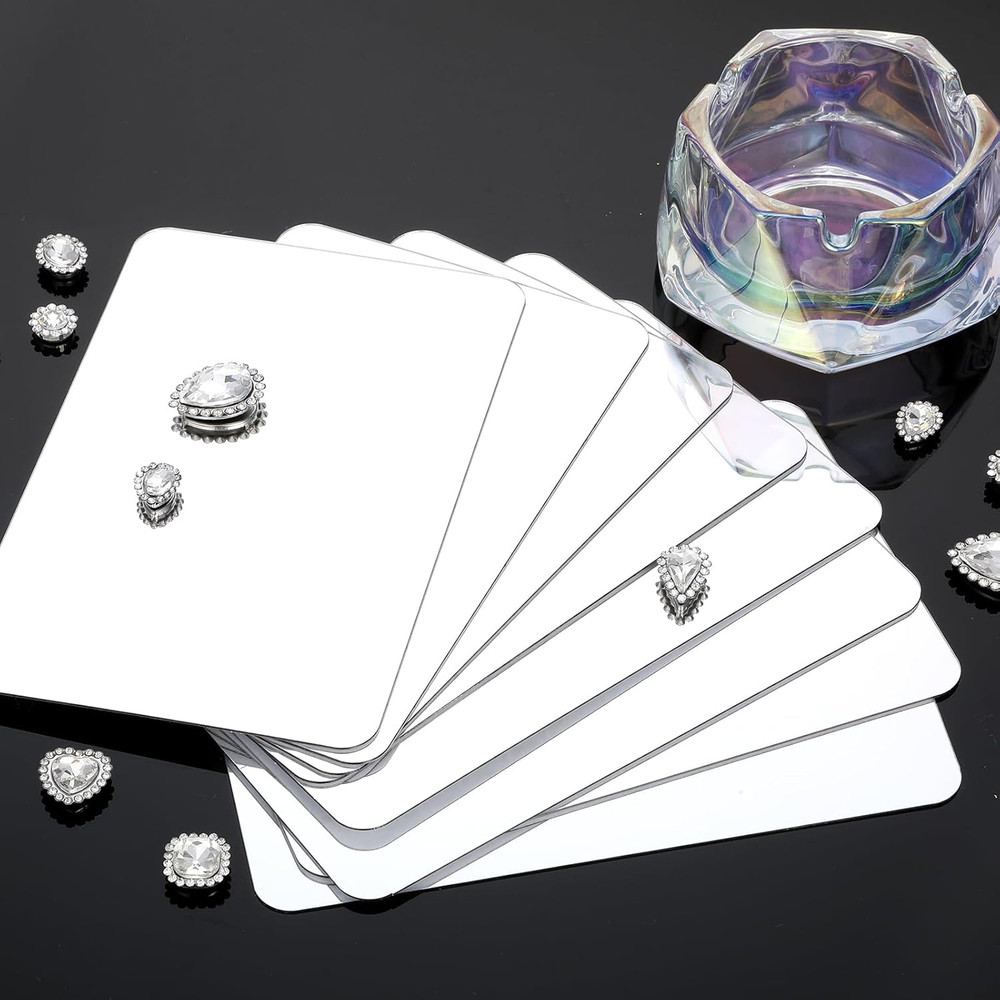 8 Pack Acrylic Mirror Tiles, Shatter Proof Plastic Mirror Stickers, Small Flexib