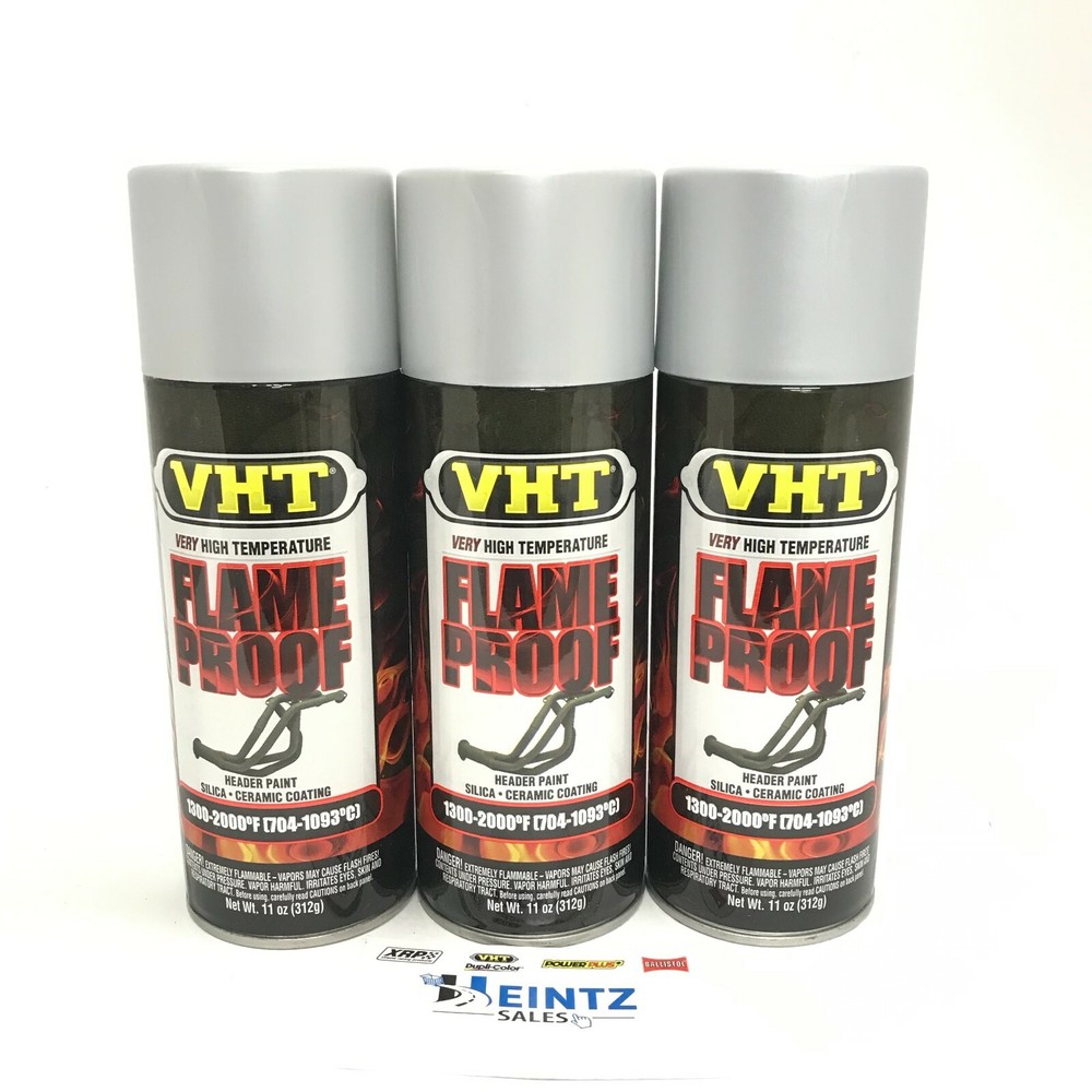 VHT SP106-3 PACK FLAT SILVER High Temperature Flame Proof Header Paint - 11 oz