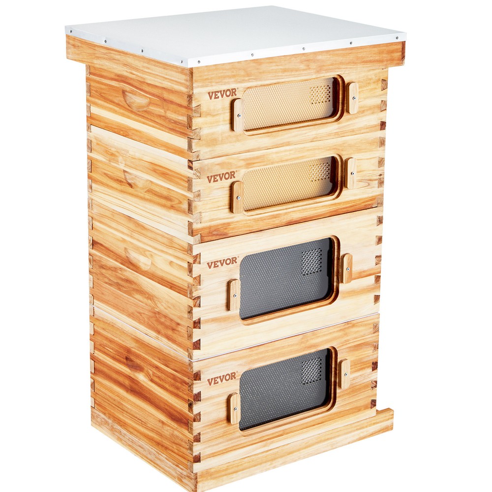VEVOR Bee Hive Langstroth Kit 20 Deep & 20 Medium Frames with Acrylic Windows