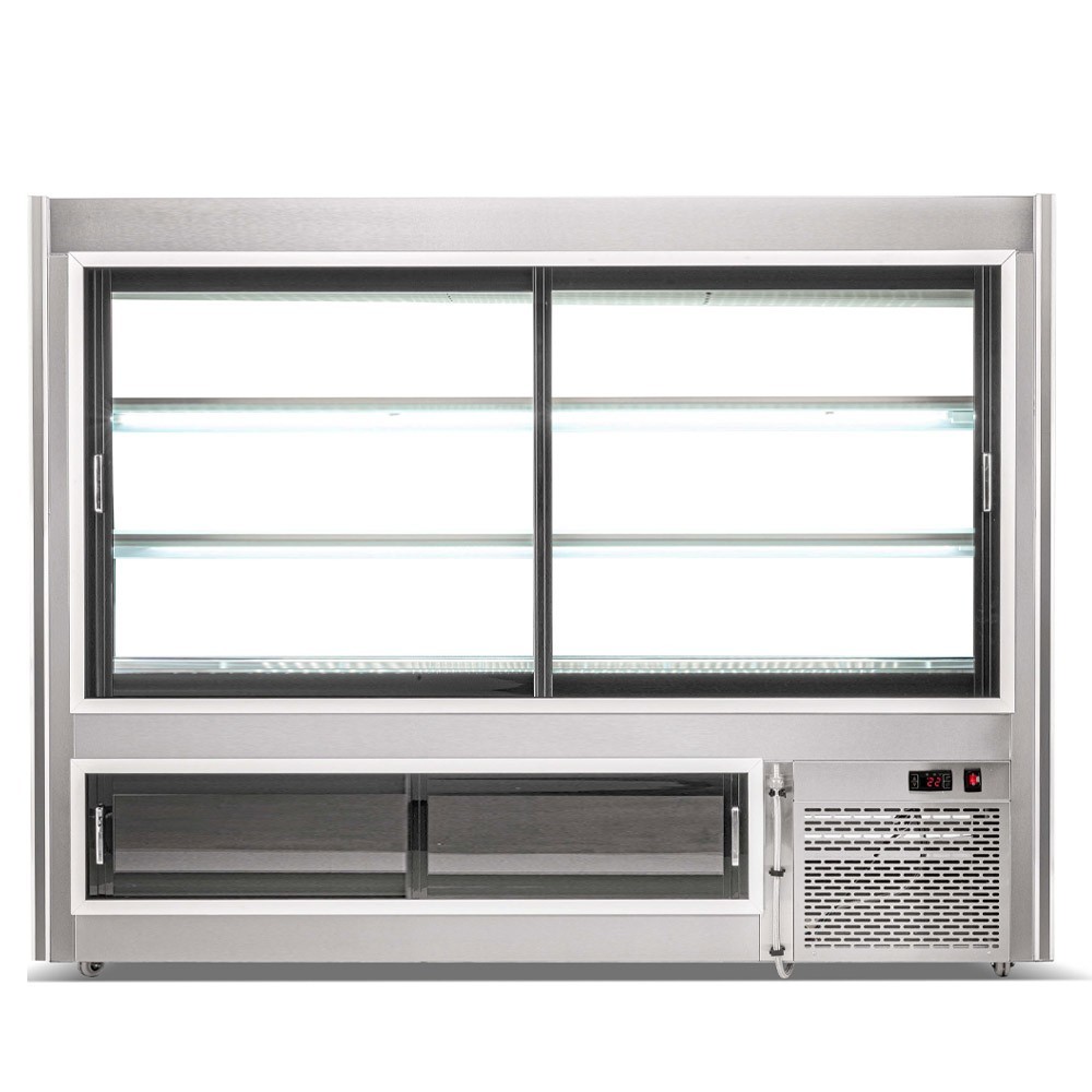 72" Refrigerated Slanted Glass Fish Case with Gravity Coil