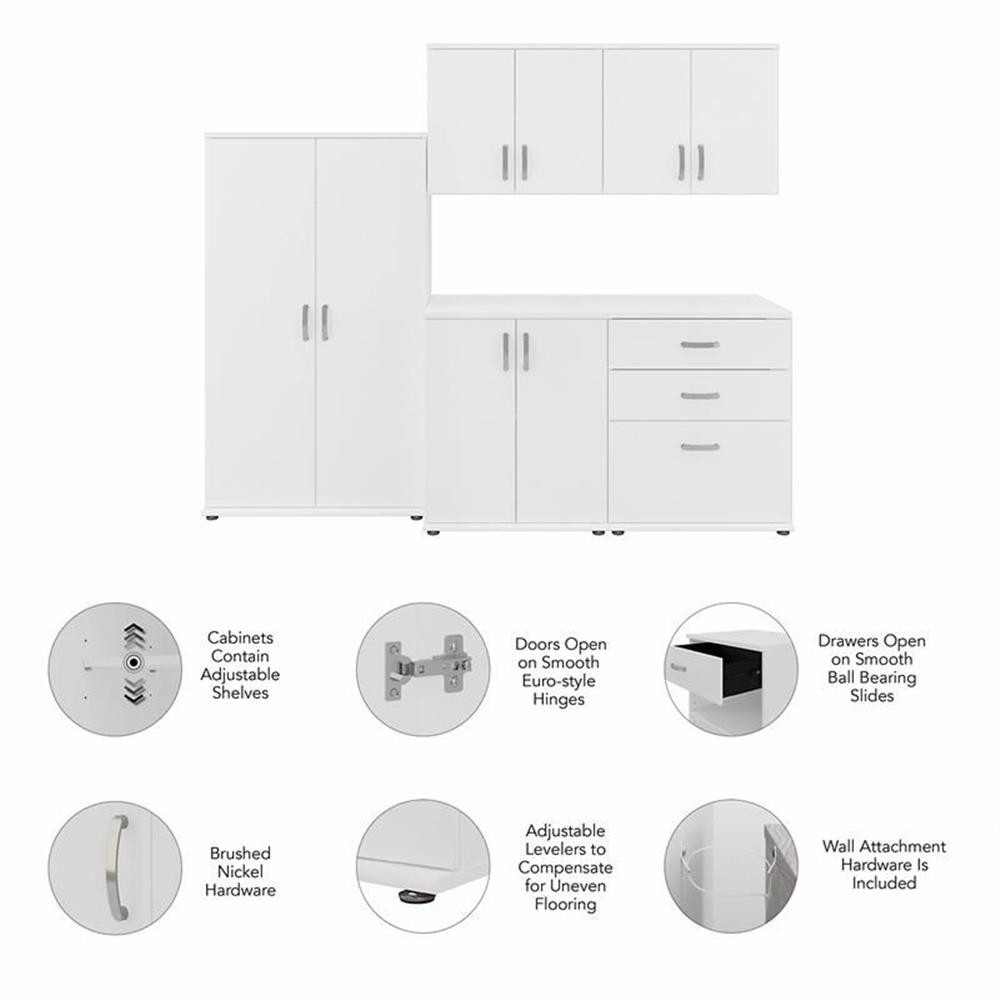 Universal 5 Piece Laundry Room Storage Set in White - Engineered Wood