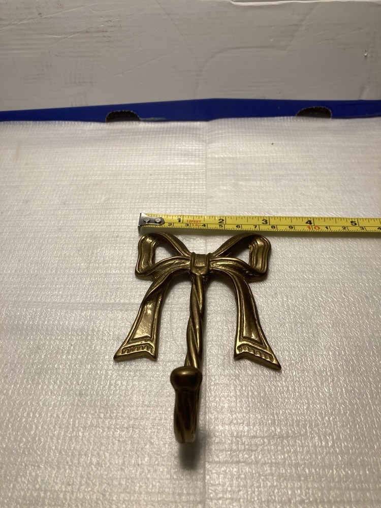 Vintage Solid Brass Bow Wall Hook 4 1/2in X 3 1/8in
