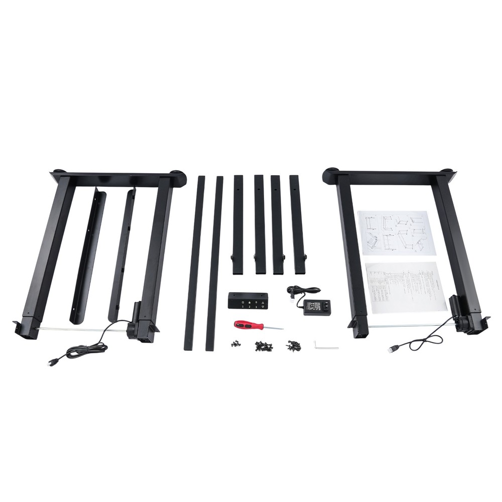 4-Leg Standing Desk Frame Dual Motor Adjustable Computer Desk Rack Workstation