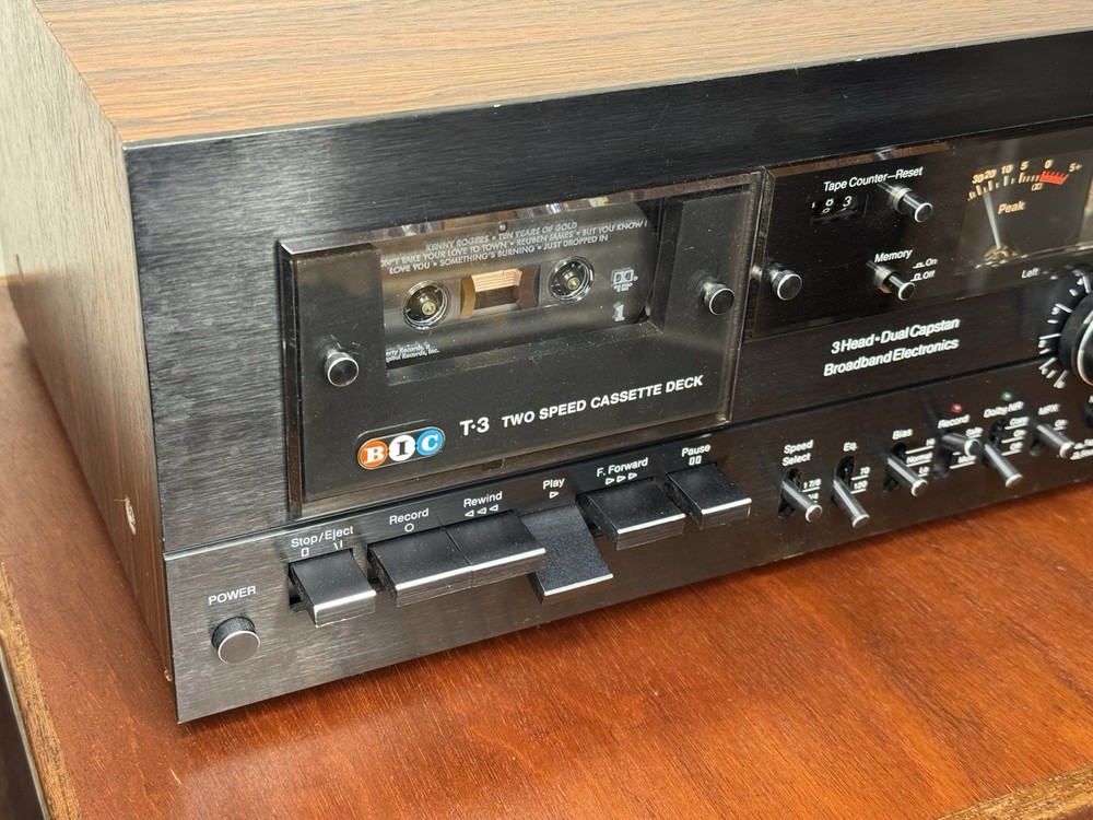 BIC T-3 3 Head, 2 Speed Cassette Deck - Serviced, tested, works