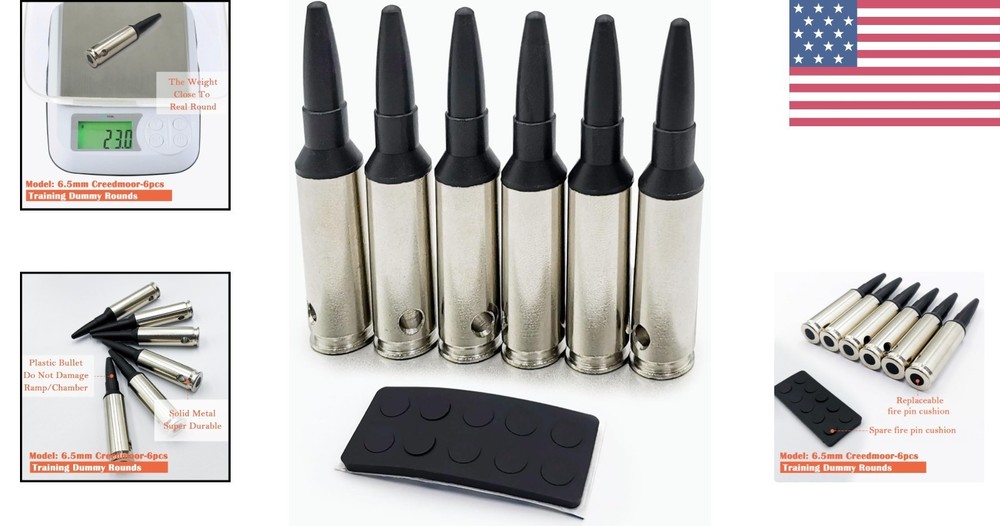 Durable Black Steel Training Rounds with Replaceable Pads - 6.5mm Size