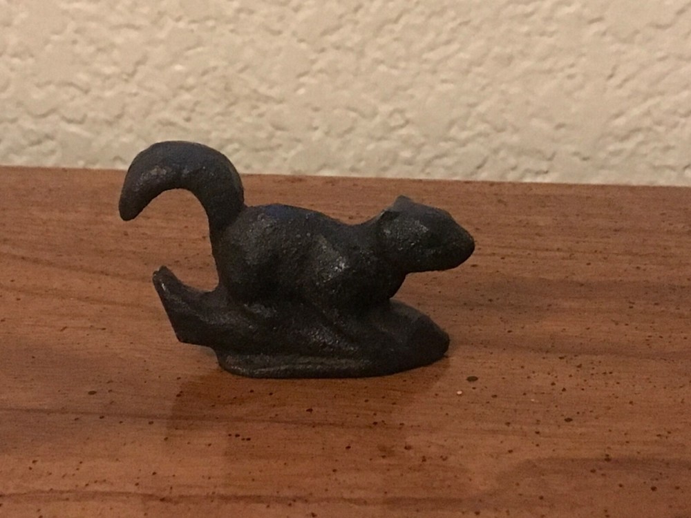 Vintage John Wright Heavy Cast Iron Squirrel or Chipmunk Bottle Opener