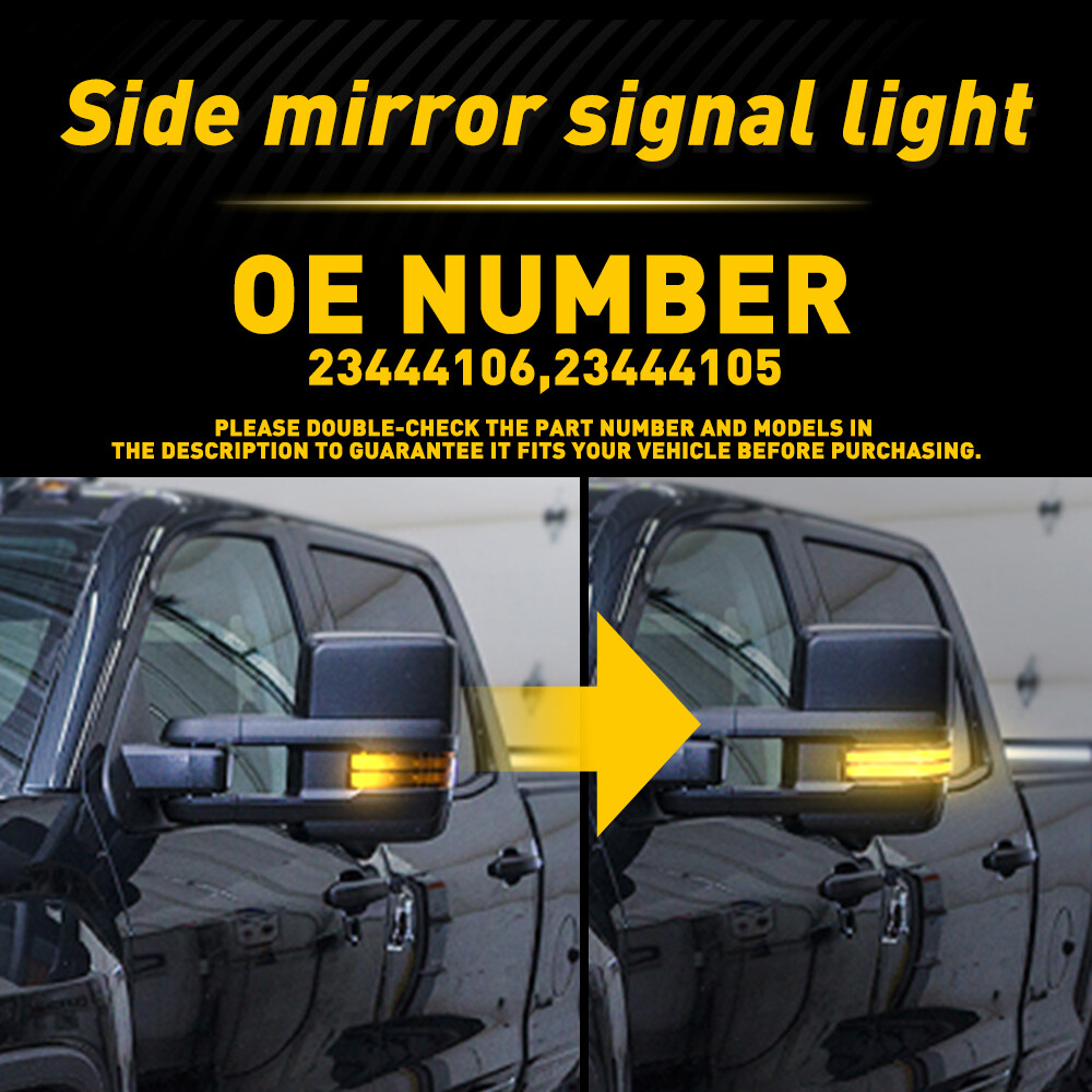 2x For 15-19 Chevy Silverado GMC Sierra LED Sequential Side Mirror Signal Light