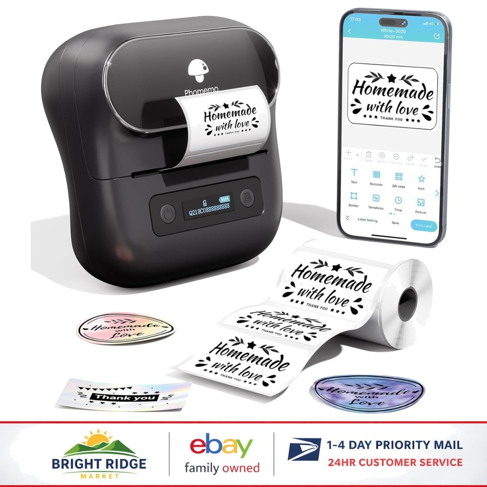 3 Inch Thermal Printer with Bluetooth Connectivity for Labeling Projects