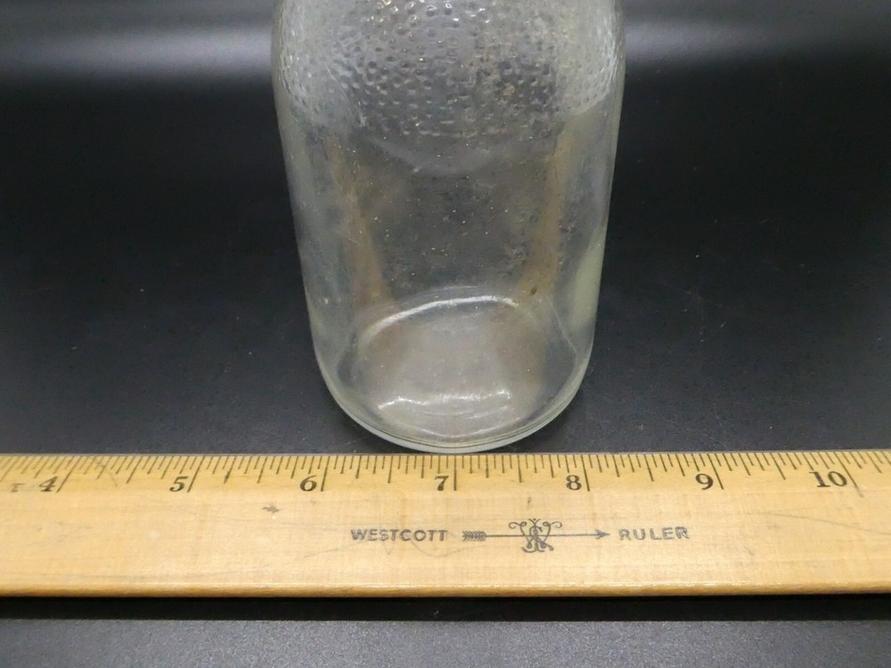 Vintage Small Clear Glass Bottle Patterned on Top 5.5" x 2"